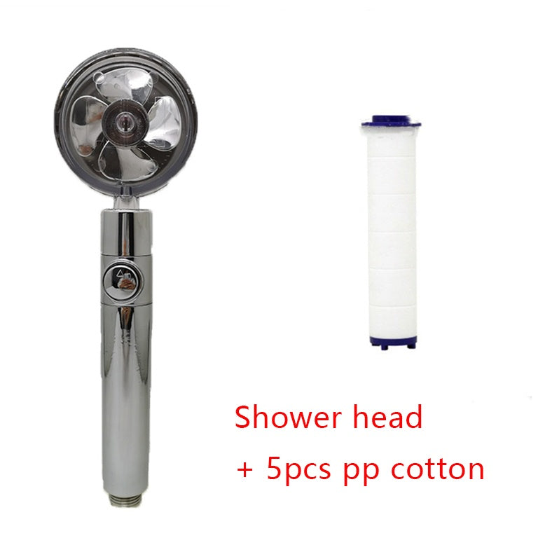 360° Rotating High-Pressure Shower Head – Water-Saving Spray Nozzle with Fan