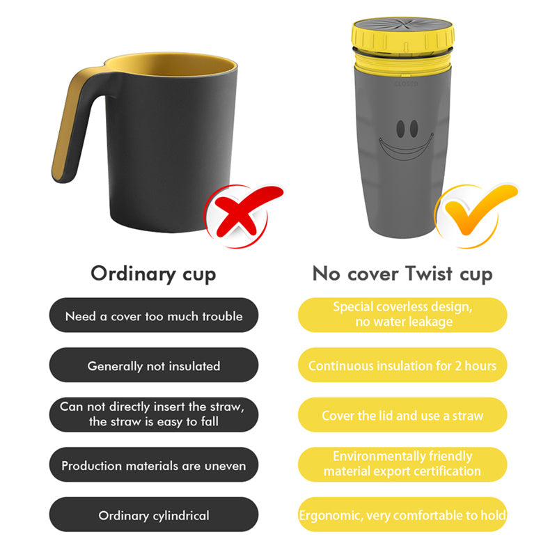 Portable Double-Insulated Twist Cup – Travel Tumbler with Straw for Kids & Adults