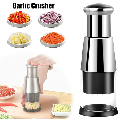 Manual Garlic Press & Vegetable Chopper – Multipurpose Kitchen Gadget for Easy Food Prep