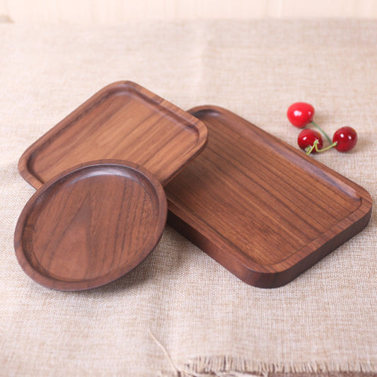 Japanese-Style Black Walnut Wooden Dinner Plate – Elegant Rectangular Serving Tray for Sushi & Meals