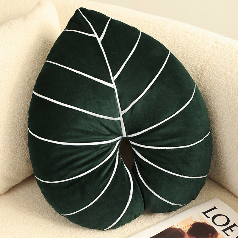 Philodendron Green Plant Pillow – Botanical Home Decor Cushion Cover