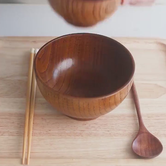 Grocery solid wood soup bowl