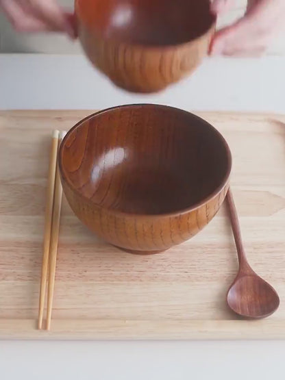 Grocery solid wood soup bowl